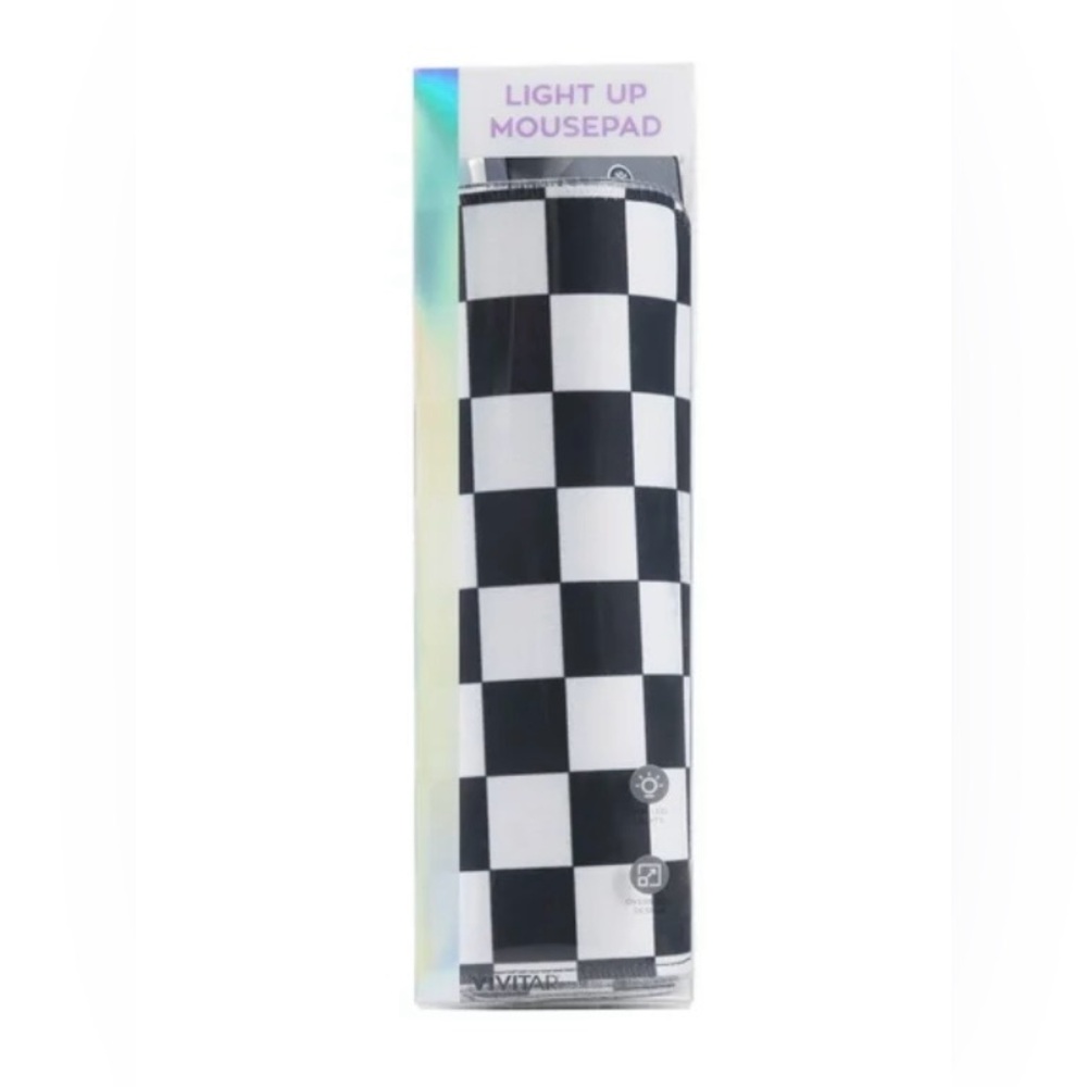 LED Light-Up Mousepad (12 RGB Modes) - Checker Print (12.6” x 8.9”)